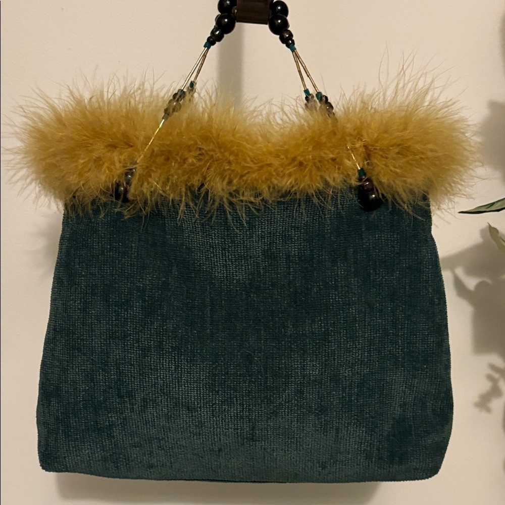 HONEY BEE. PURSE Elegant Teal and Mustard Handbag - Picture 6 of 14
